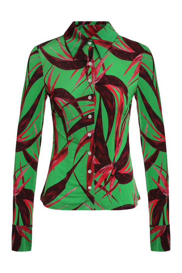 Printed Viscose Blouse Green Shirt