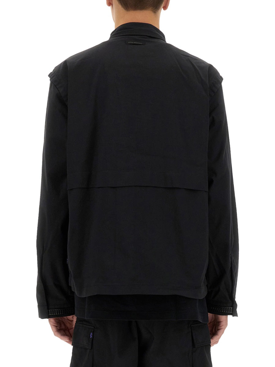 Utility Overshirt Black Cotton Jacket