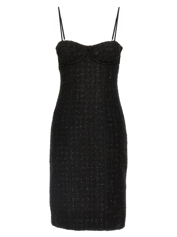 Rotate Birger Christensen Sequin-Embellished Bouclé Dress — Black