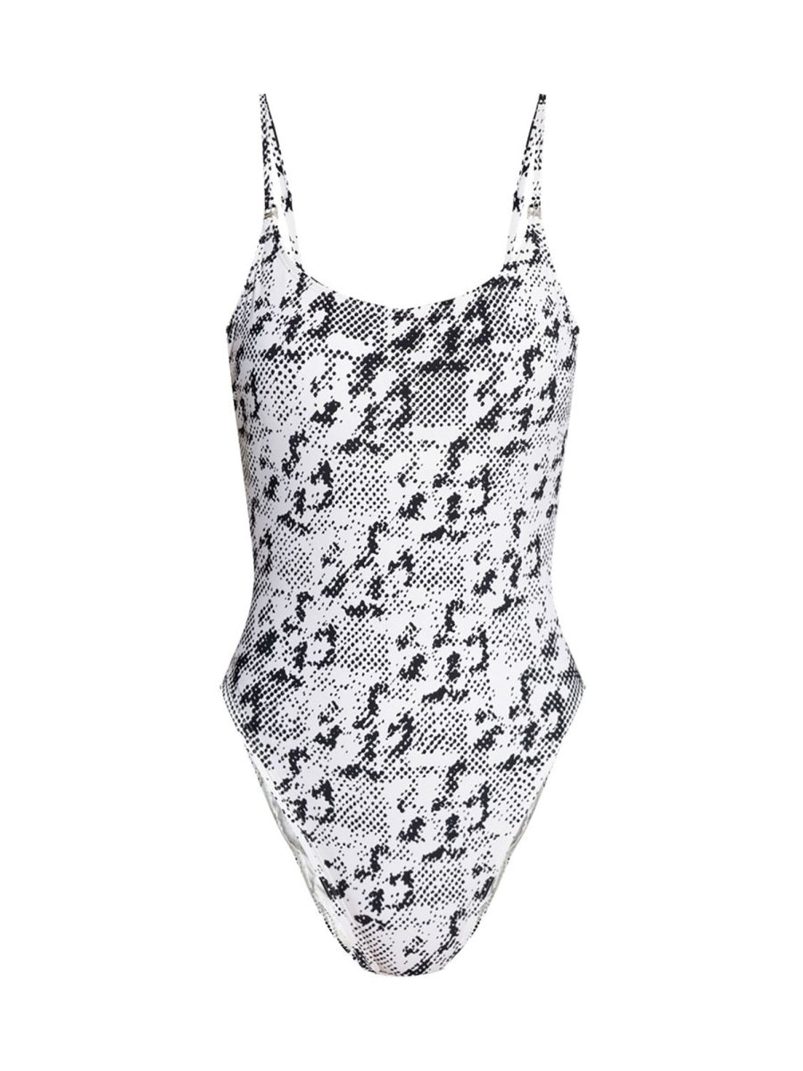Gemini Link One-Piece Swimsuit White Nylon Swim Shorts