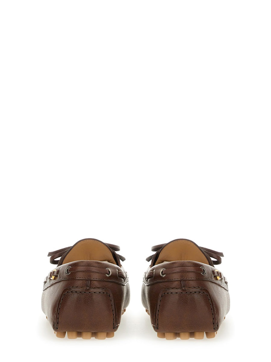 Moccasin With Vlogo Signature Brown Buffalo Leather Loafers