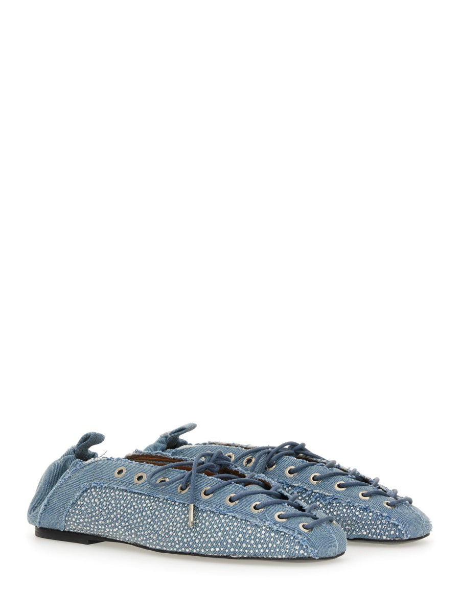 Lace-Up Ballerina Denim Recycled Cotton Shoe