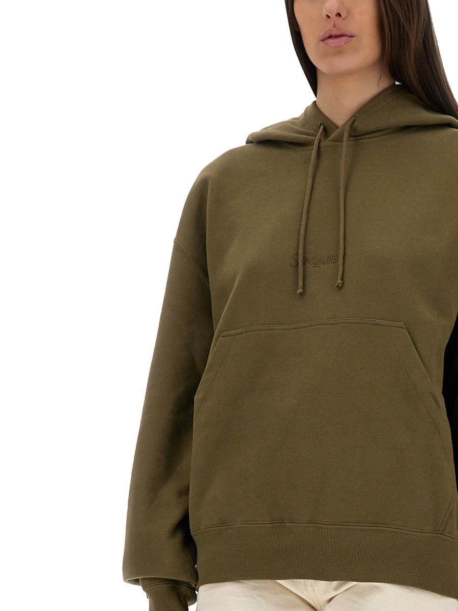 Logo Sweatshirt Green Cotton Sweatshirts