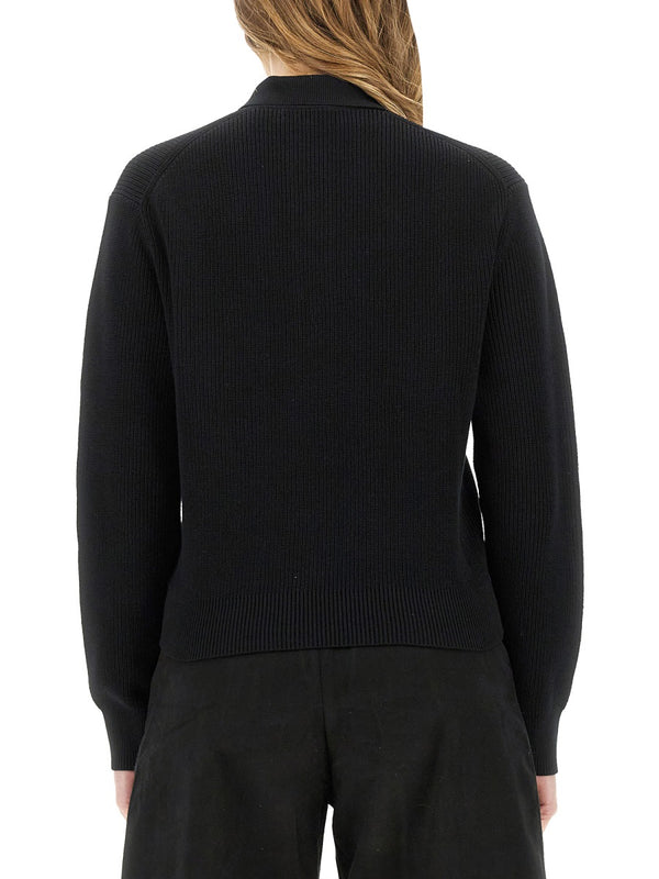 Knitted Polo Shirt Black Cotton