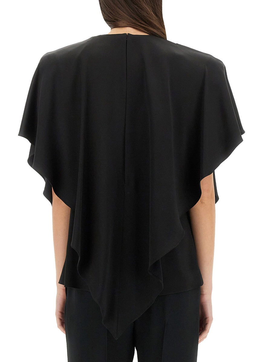 Draped Top Black Acetate Tops