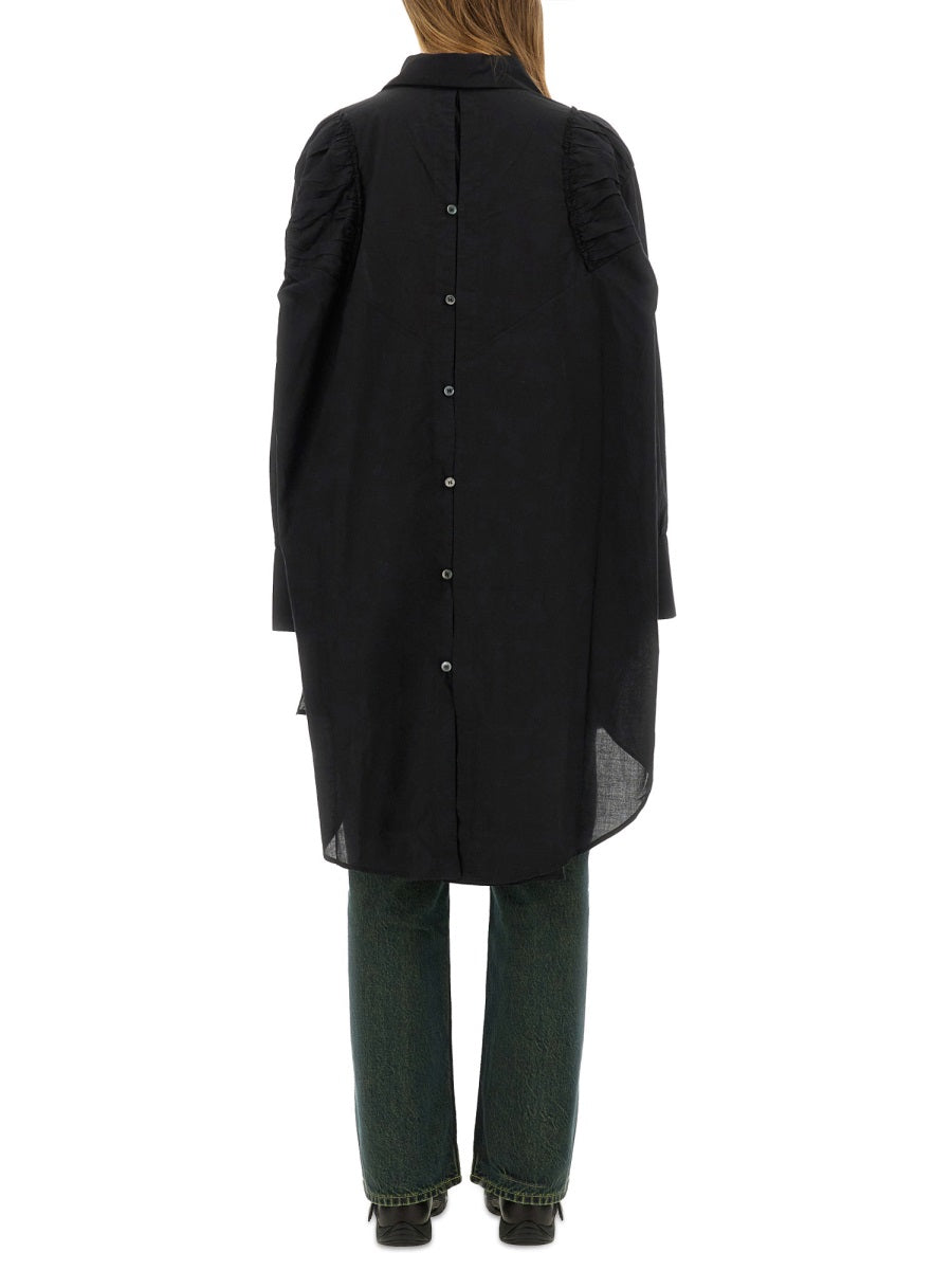 Loose Fit Chemisier Dress Black Cotton