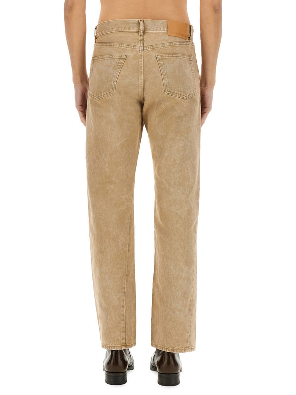Straight Twist Jeans Beige Cotton