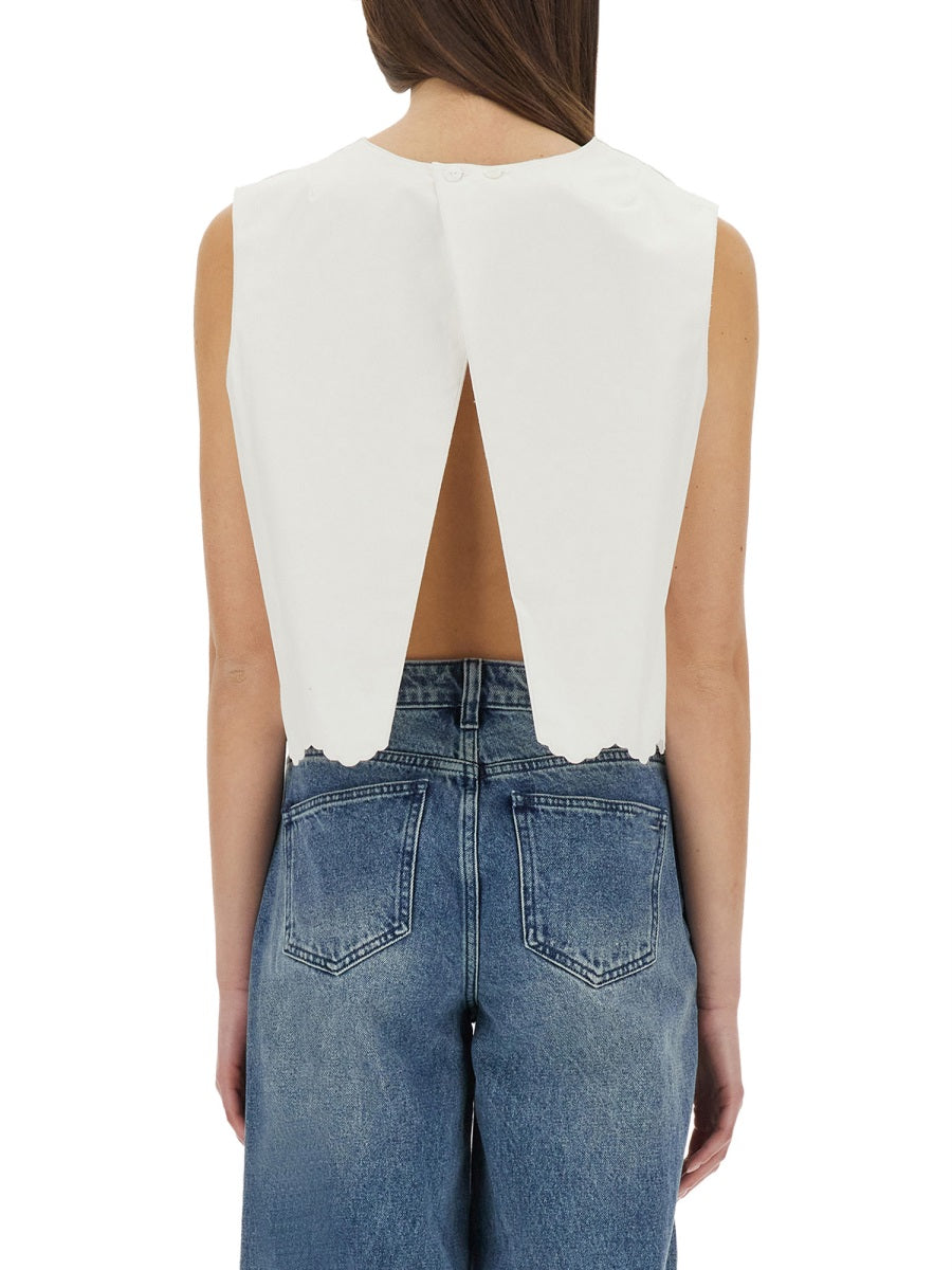 Cropped Cotton Poplin Top White Tops