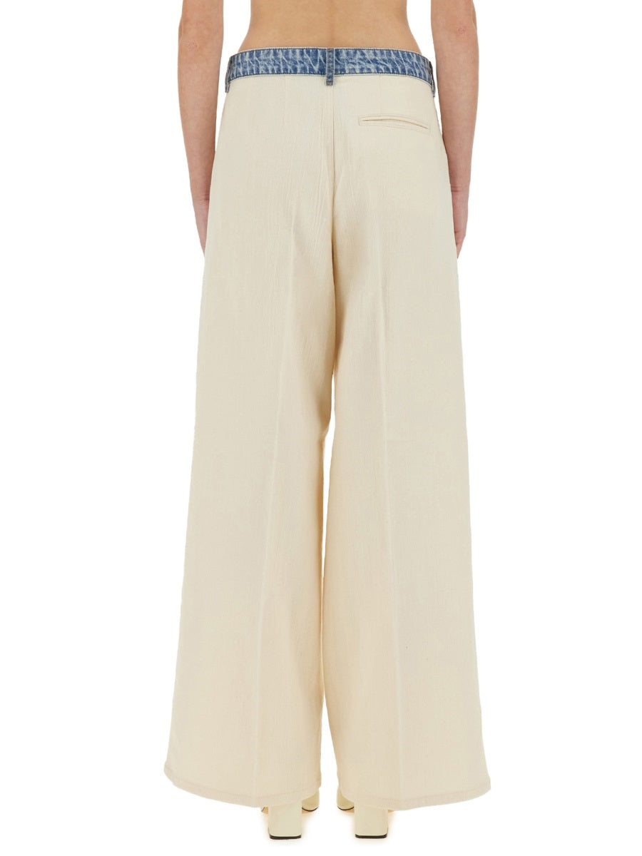 Wide Fit Urban Pants Ivory Cotton Trousers