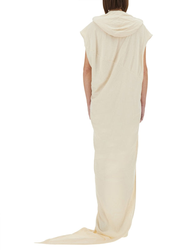 Long Dress With Hood Ivory Cotton