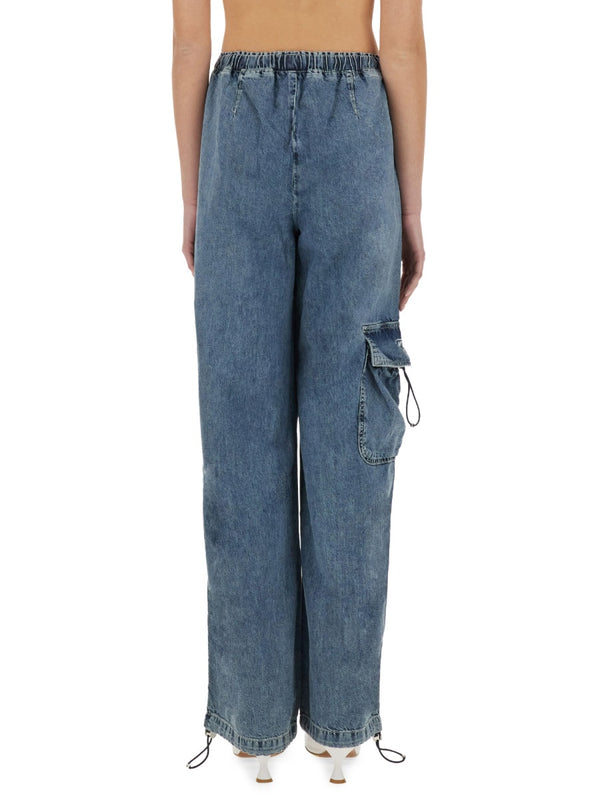 Wide Fit Cargo Jeans Denim Cotton