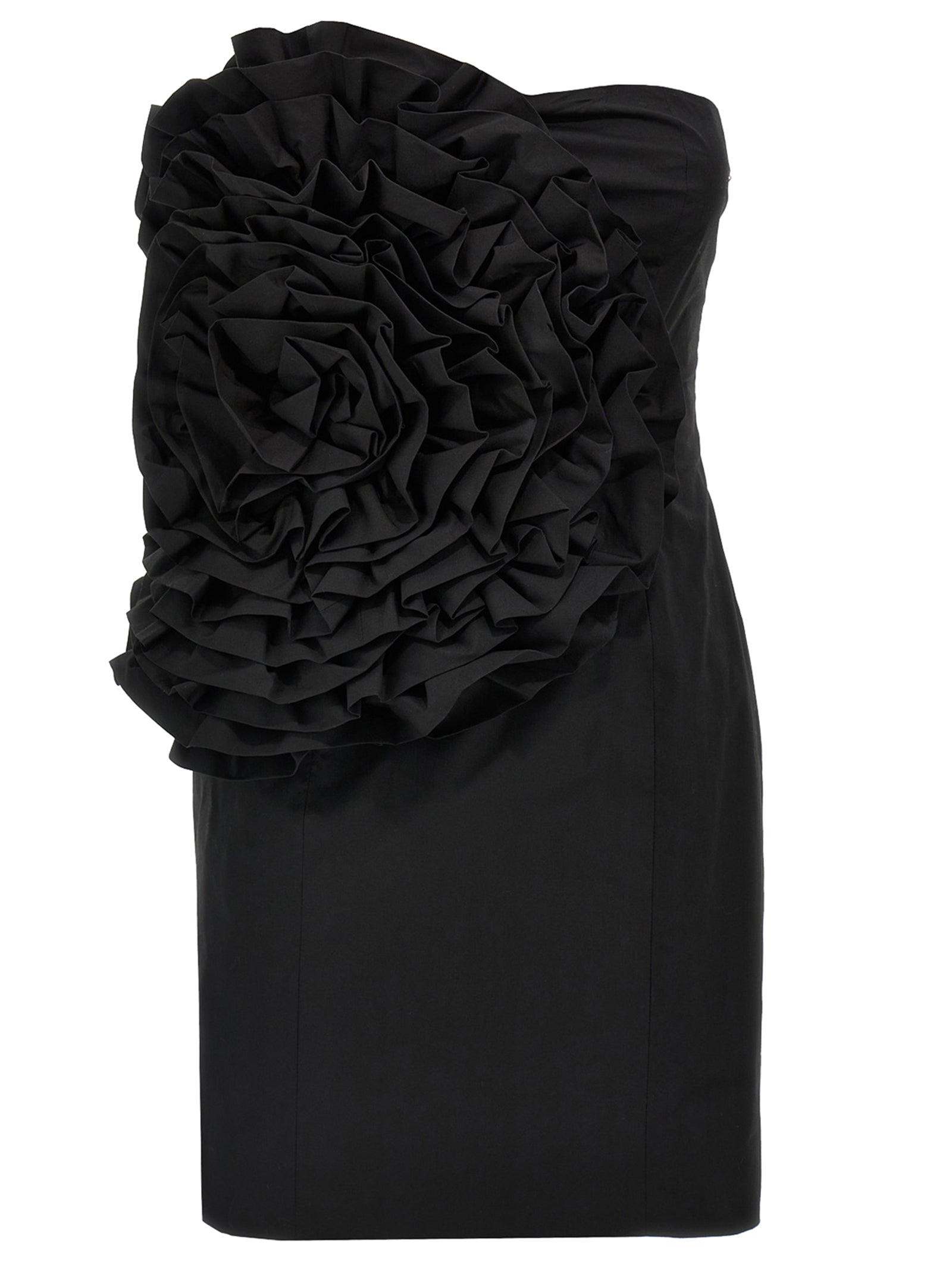 Big Flower Mini dress Black Cotton