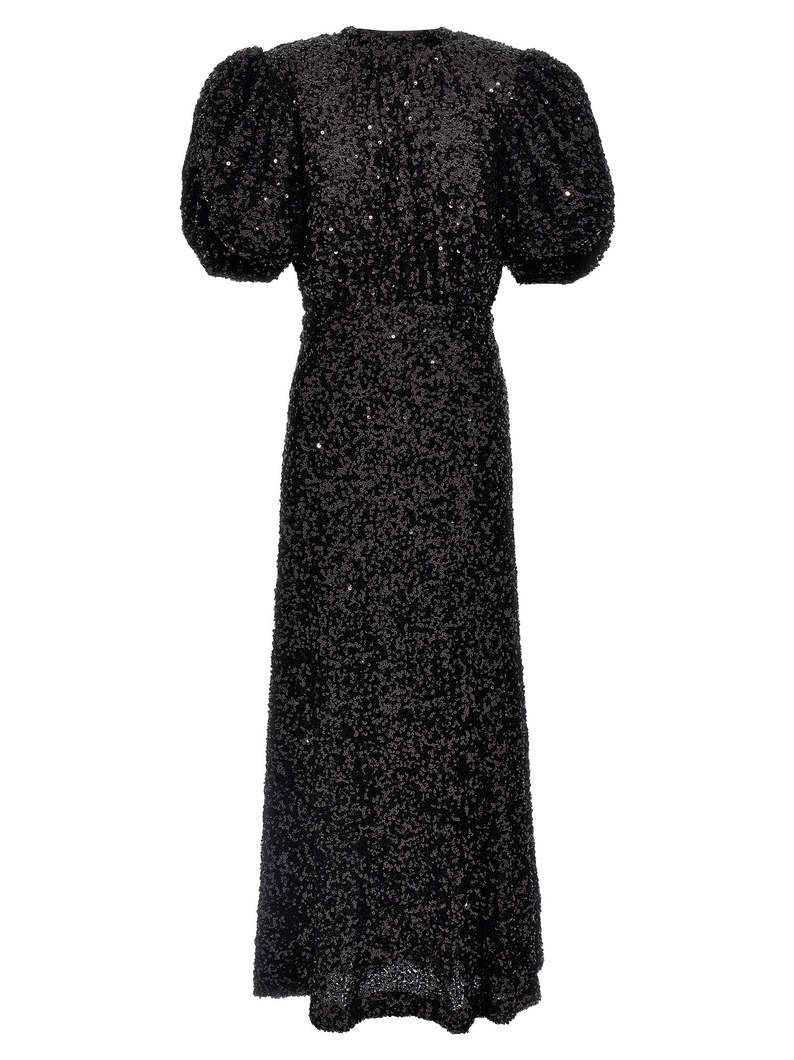 Sequin Midi Dress Black Polyester