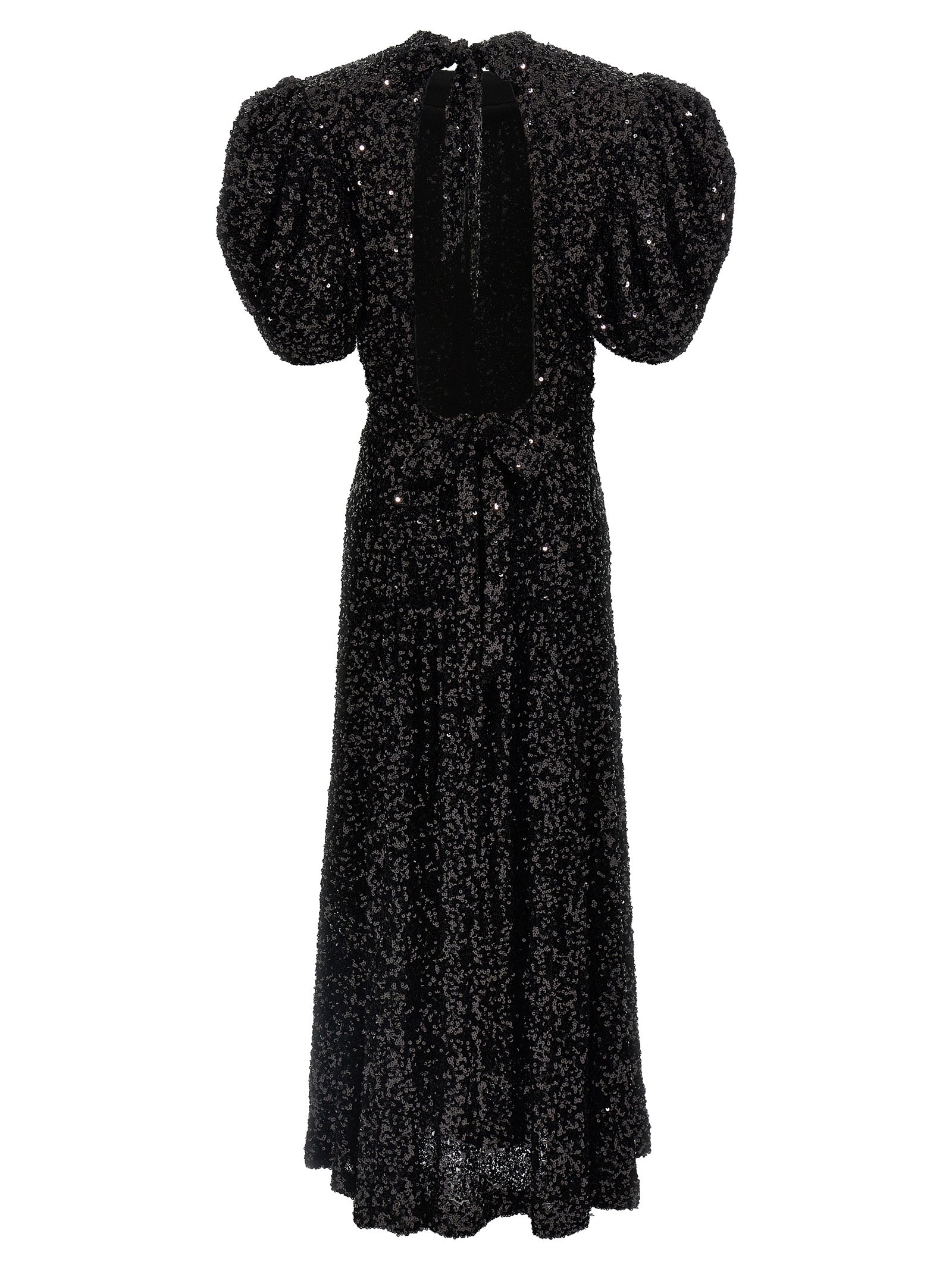 Sequin Midi Dress Black Polyester