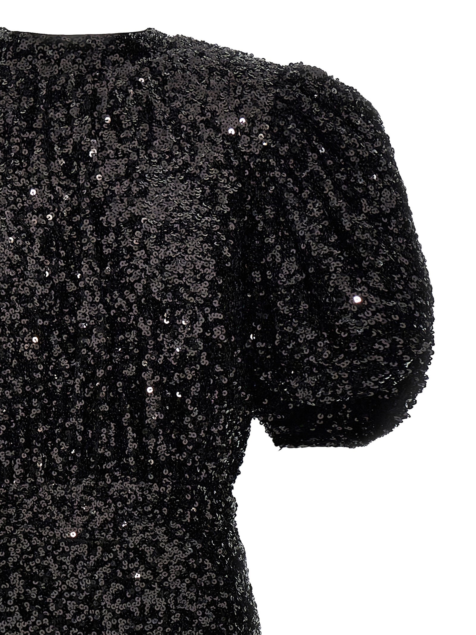 Sequin Midi Dress Black Polyester