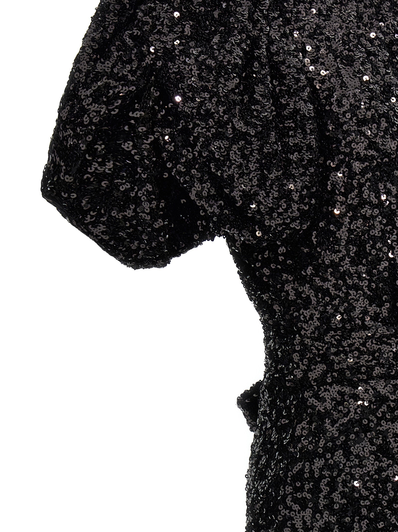 Sequin Midi Dress Black Polyester