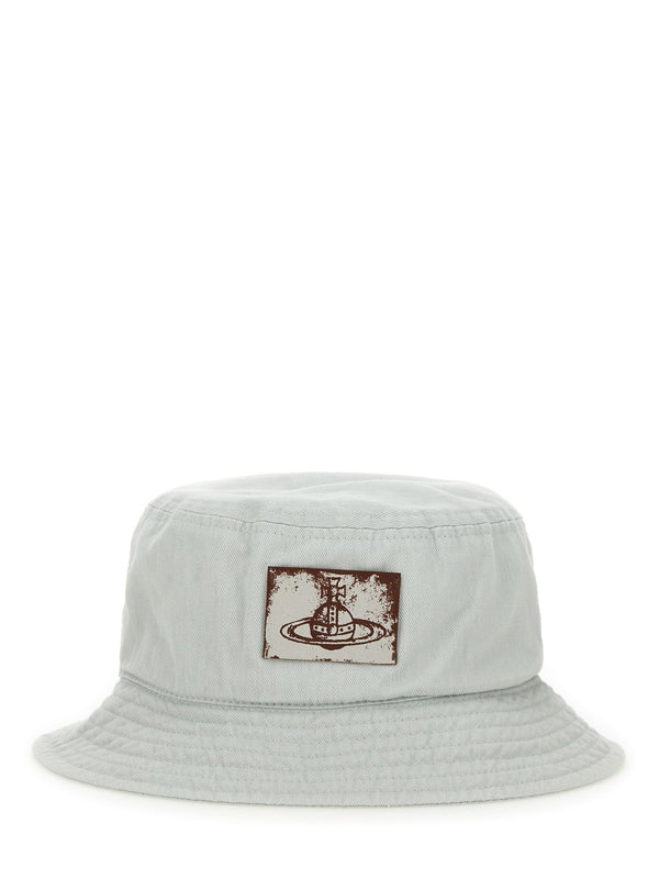 Bucket Hat With Logo White Cotton