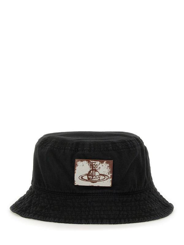Bucket Hat With Logo Black Cotton