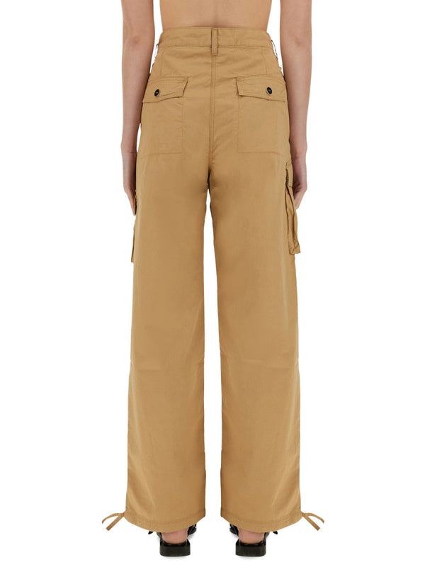 Cotton Twill Cargo Pants Beige Organic Trousers