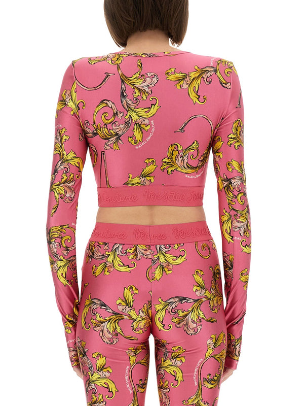 Outline Baroque Short Top Pink Polyamide Elastane Tops