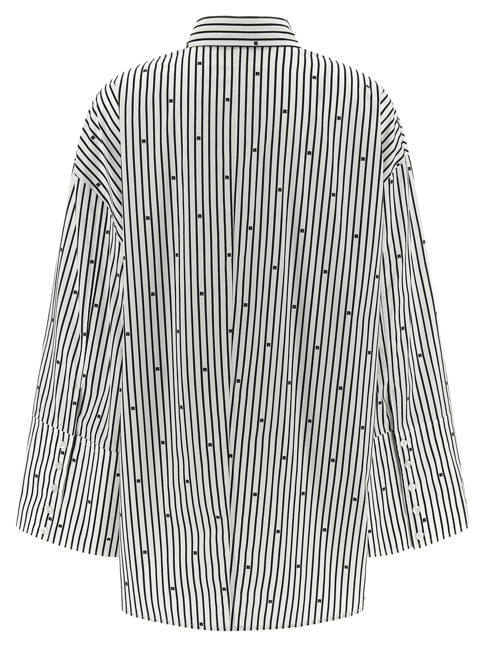 Poplin Oversized Striped Shirt White/black Cotton Shirt, Blouse