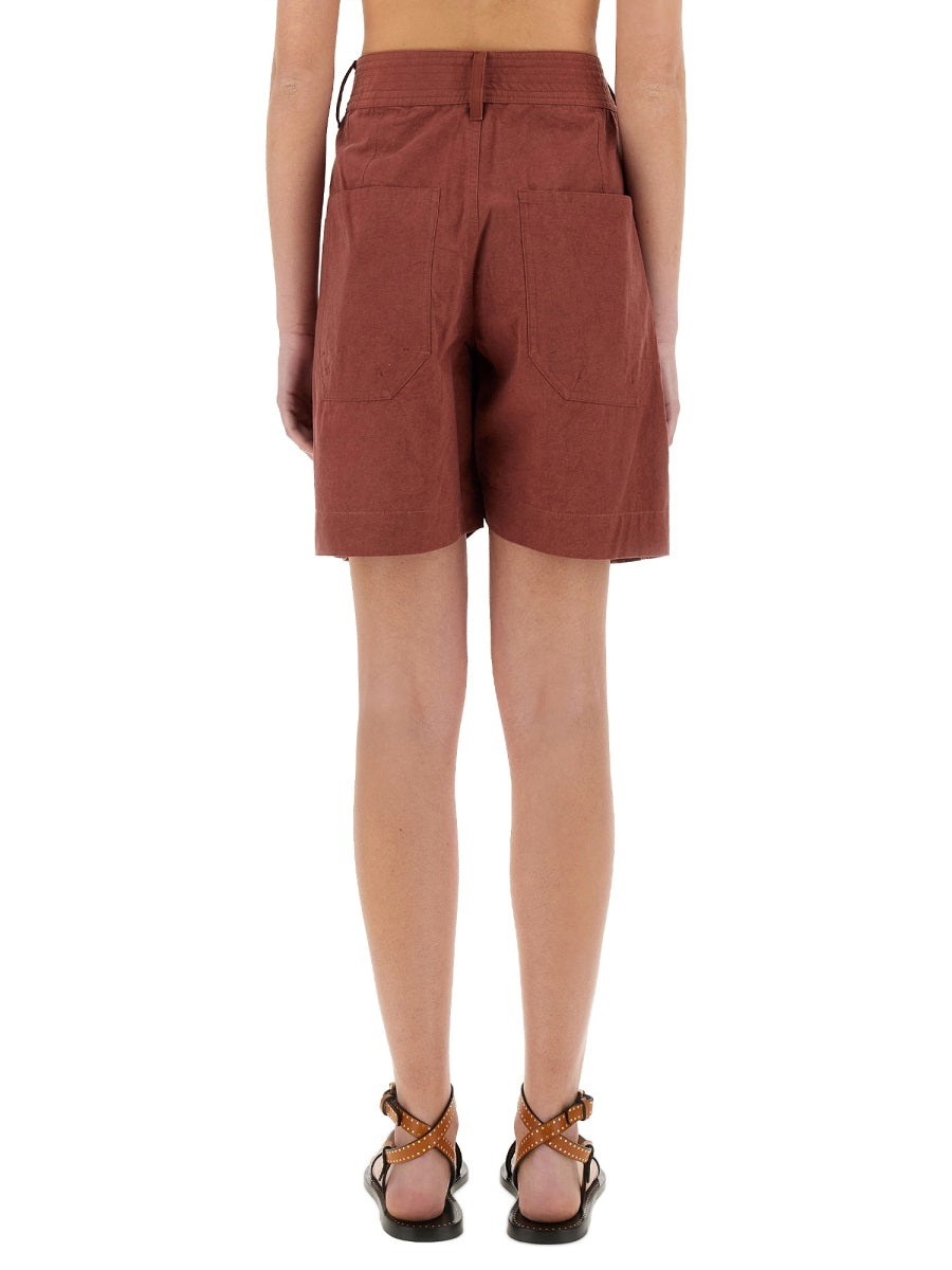 Ingrid Wide Leg Shorts Red Cotton