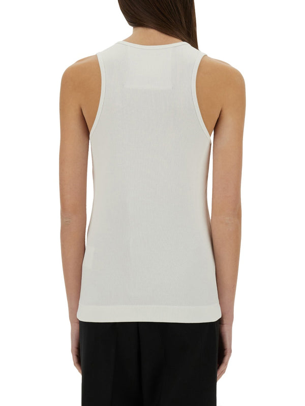 Logo Tank Top White Cotton