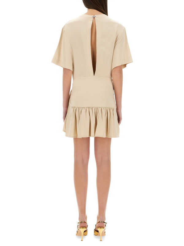 Mini Dress With Bow Beige Viscose