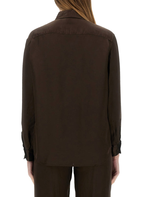 Relaxed Fit Shirt Brown Viscose