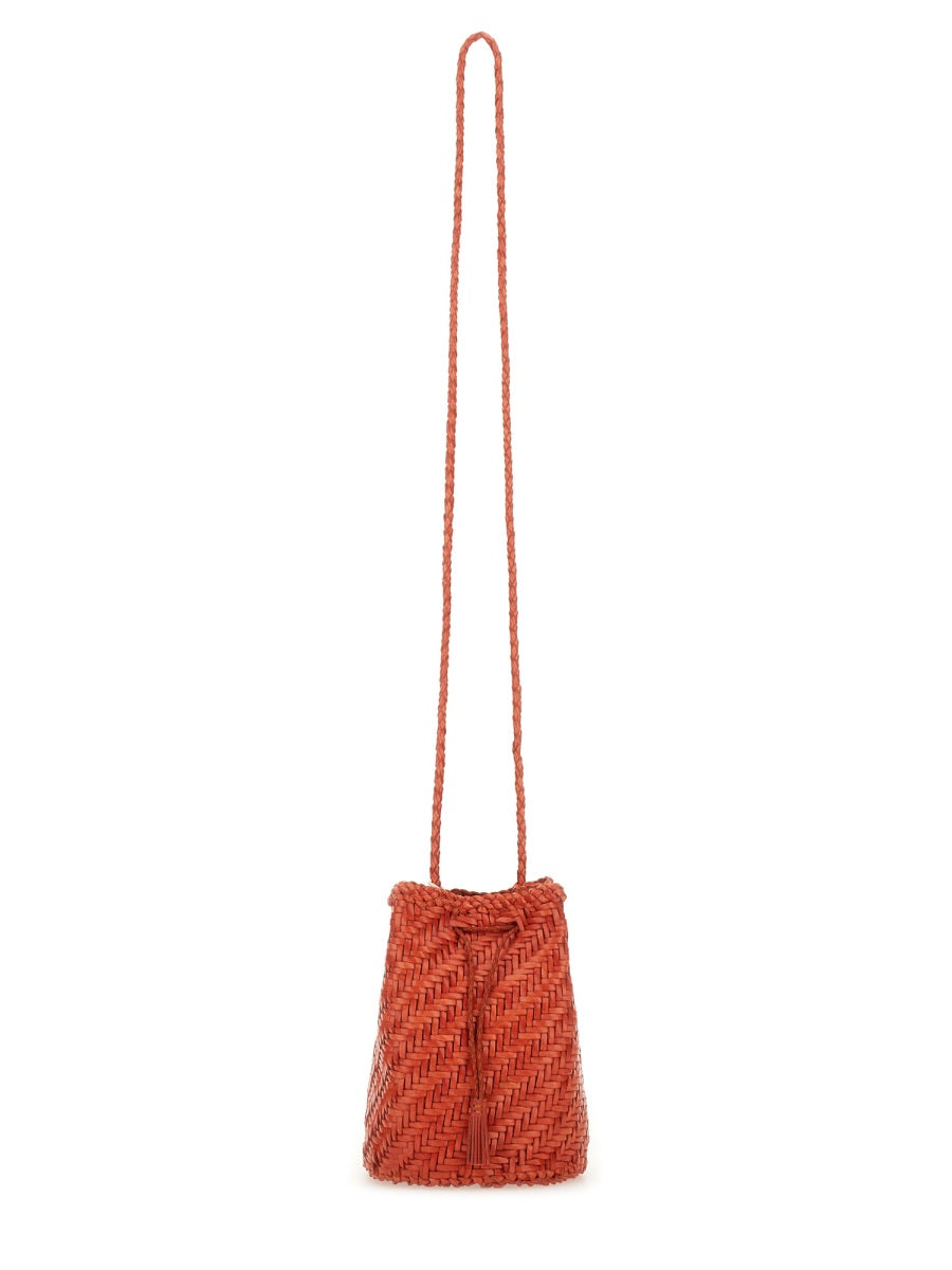 Clutch Bag Pompom Double Jump Orange Leather