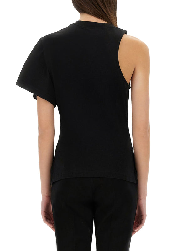 One-Shoulder T-Shirt Scuba Black Cotton T-shirts