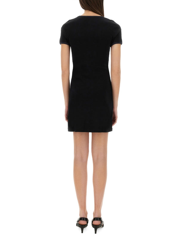 Holistic Contrast Mini Dress Black Fabric Main: Cotton