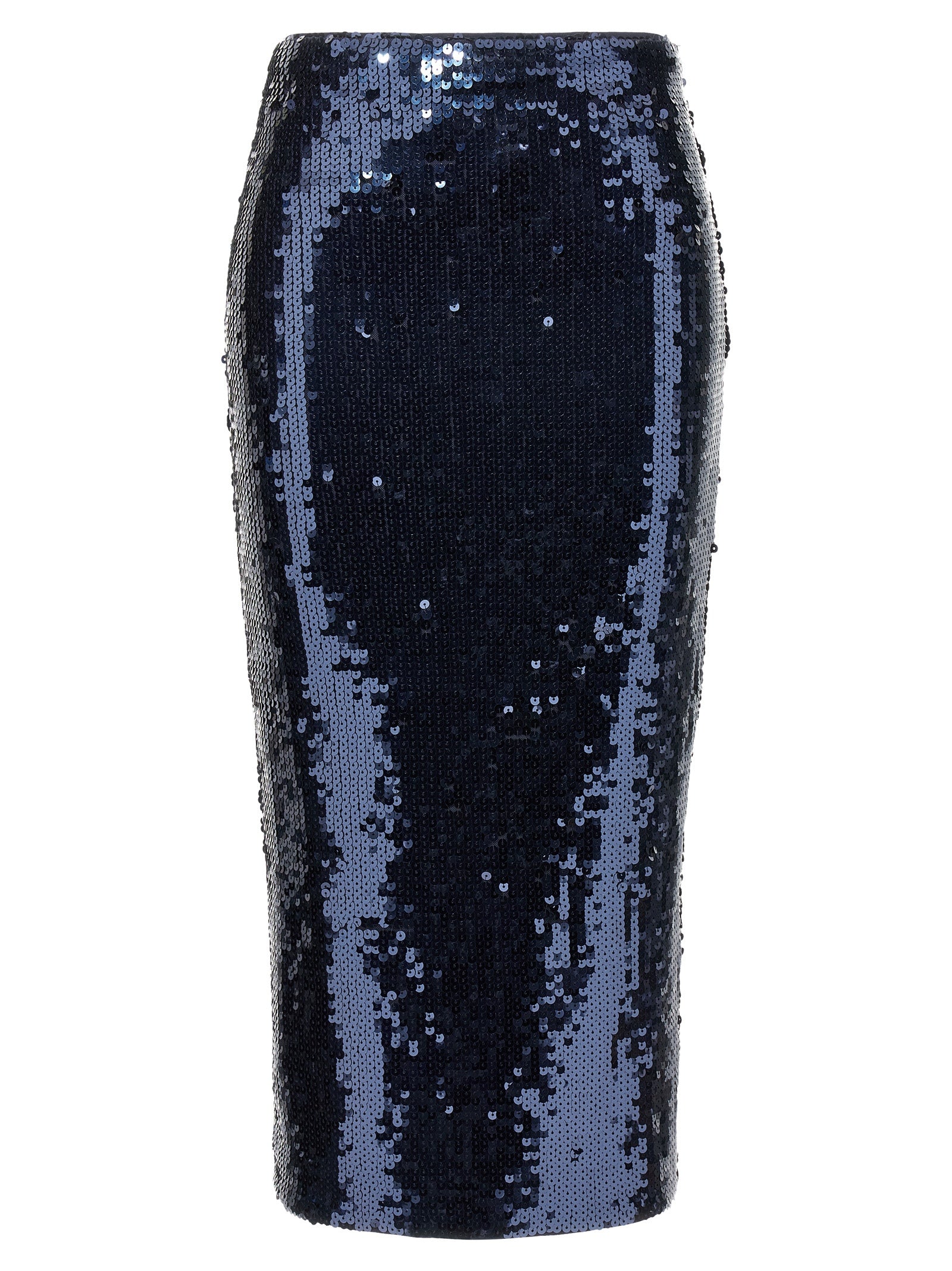 Sequin Pencil Skirt Blue Polyester