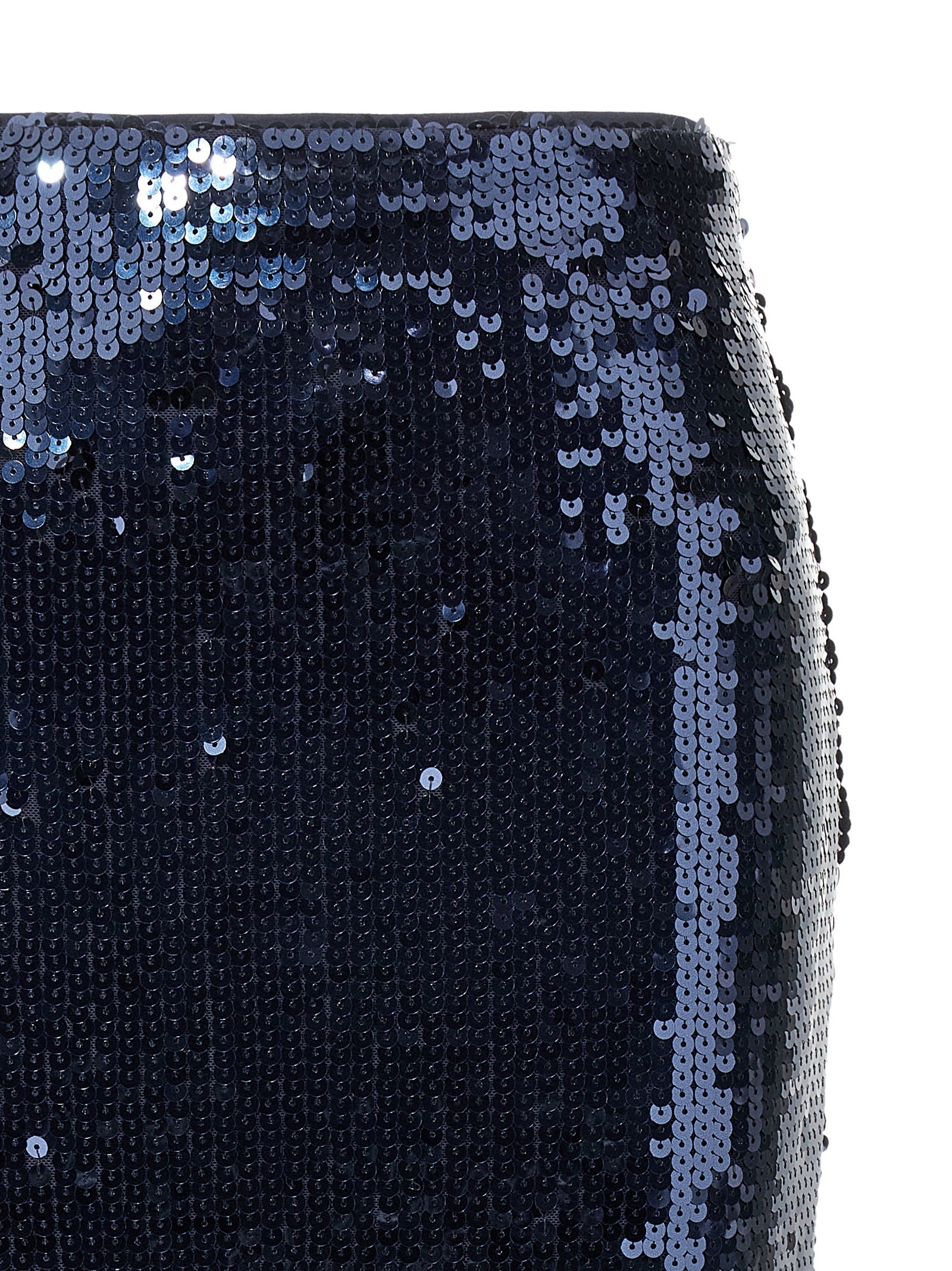Sequin Pencil Skirt Blue Polyester