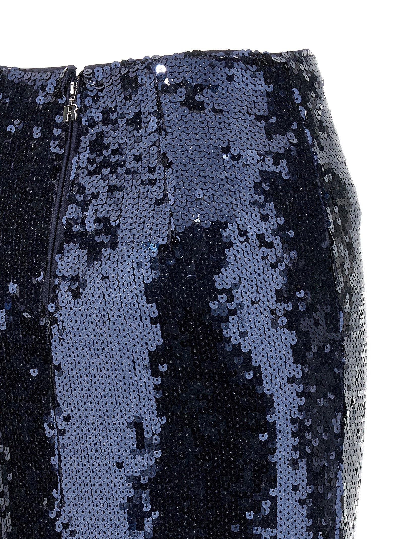 Sequin Pencil Skirt Blue Polyester