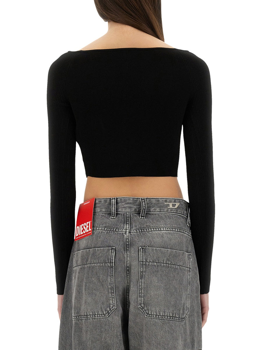 Slim Fit Top Black Viscose-rayon Polyester Tops