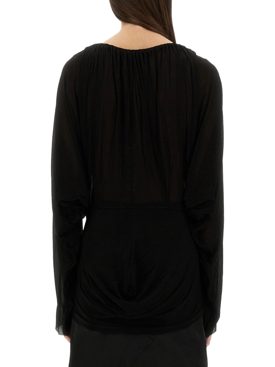 Draped Top Black Cupro Tops
