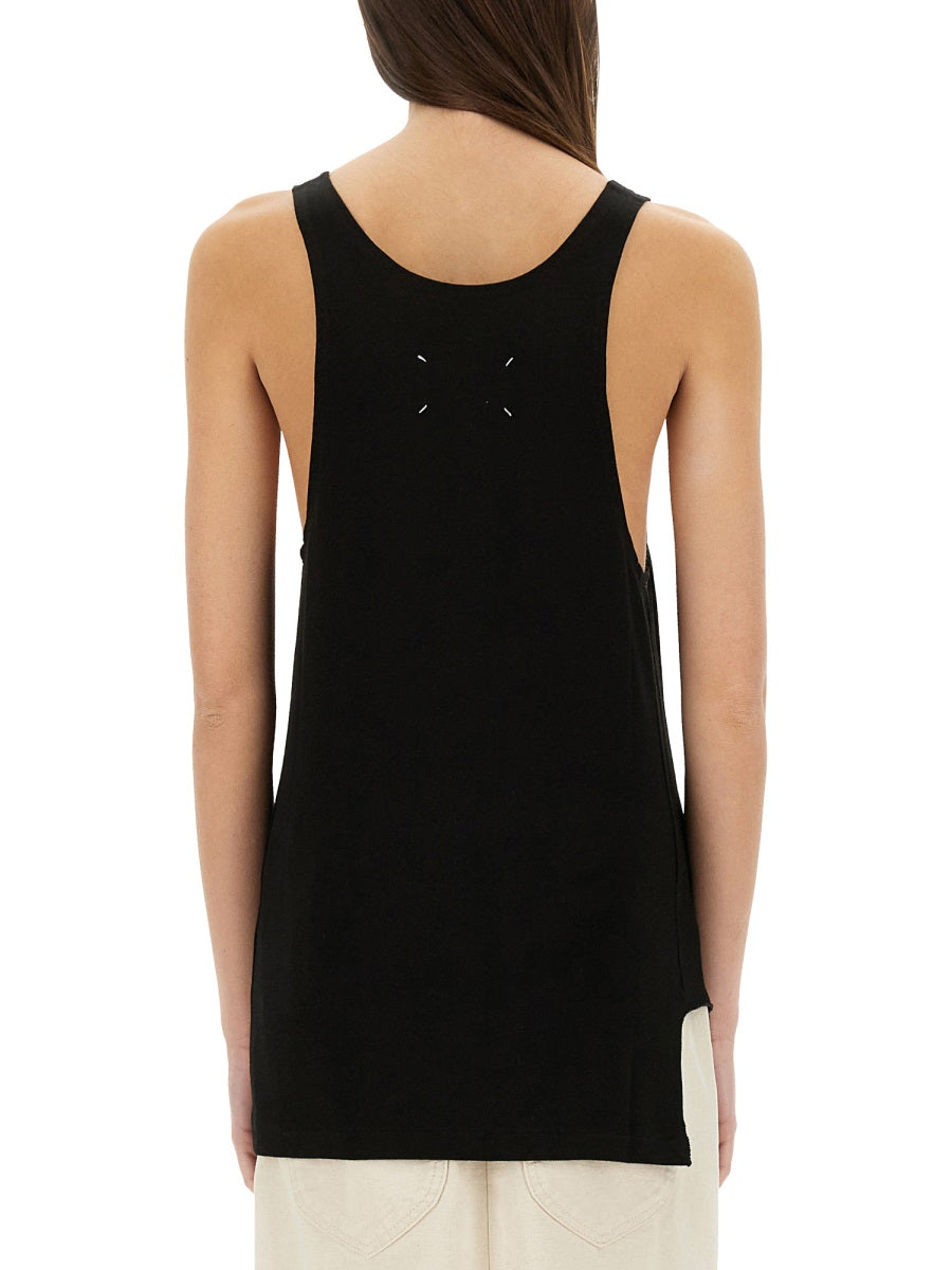 Logo Print Tank Top Black Viscose