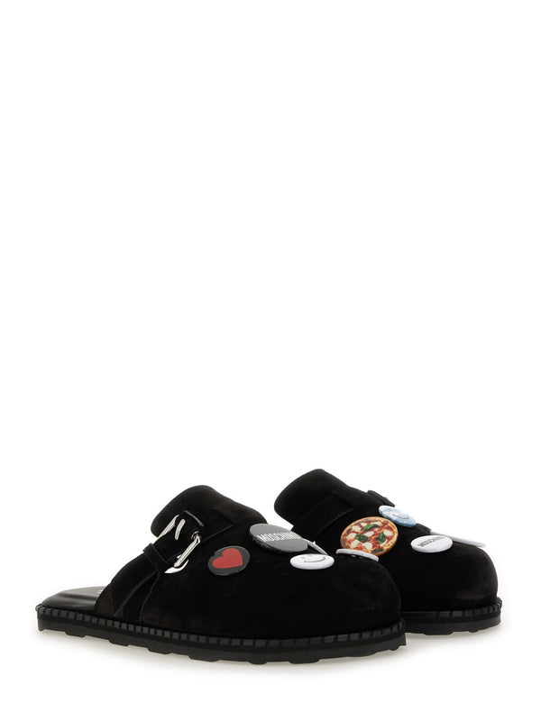 Pin Leather Sandal Black