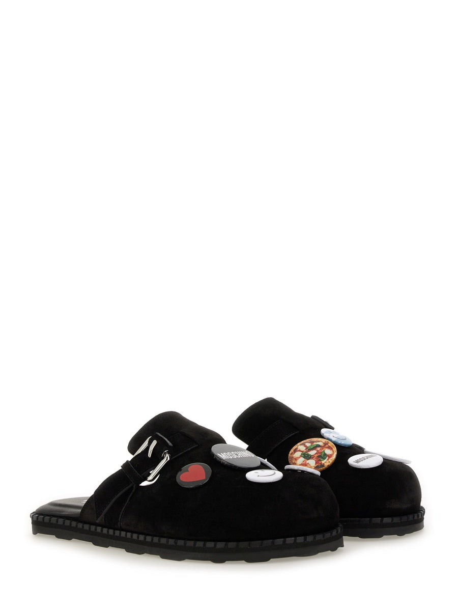 Pin Leather Sandal Black