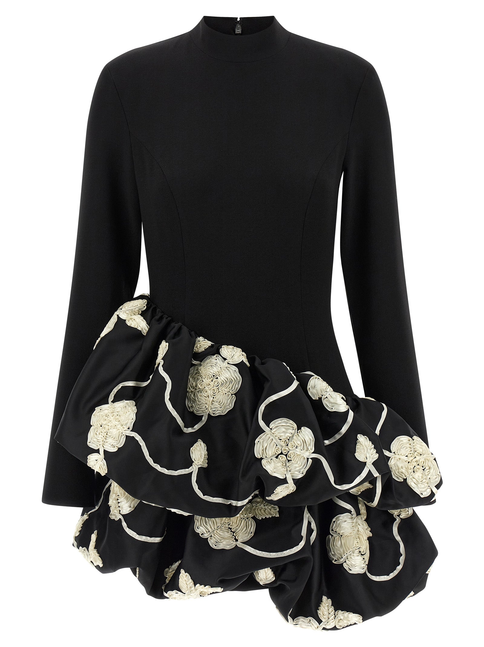 3D Flower Bubble dress White/black Polyester Recycled Elastane