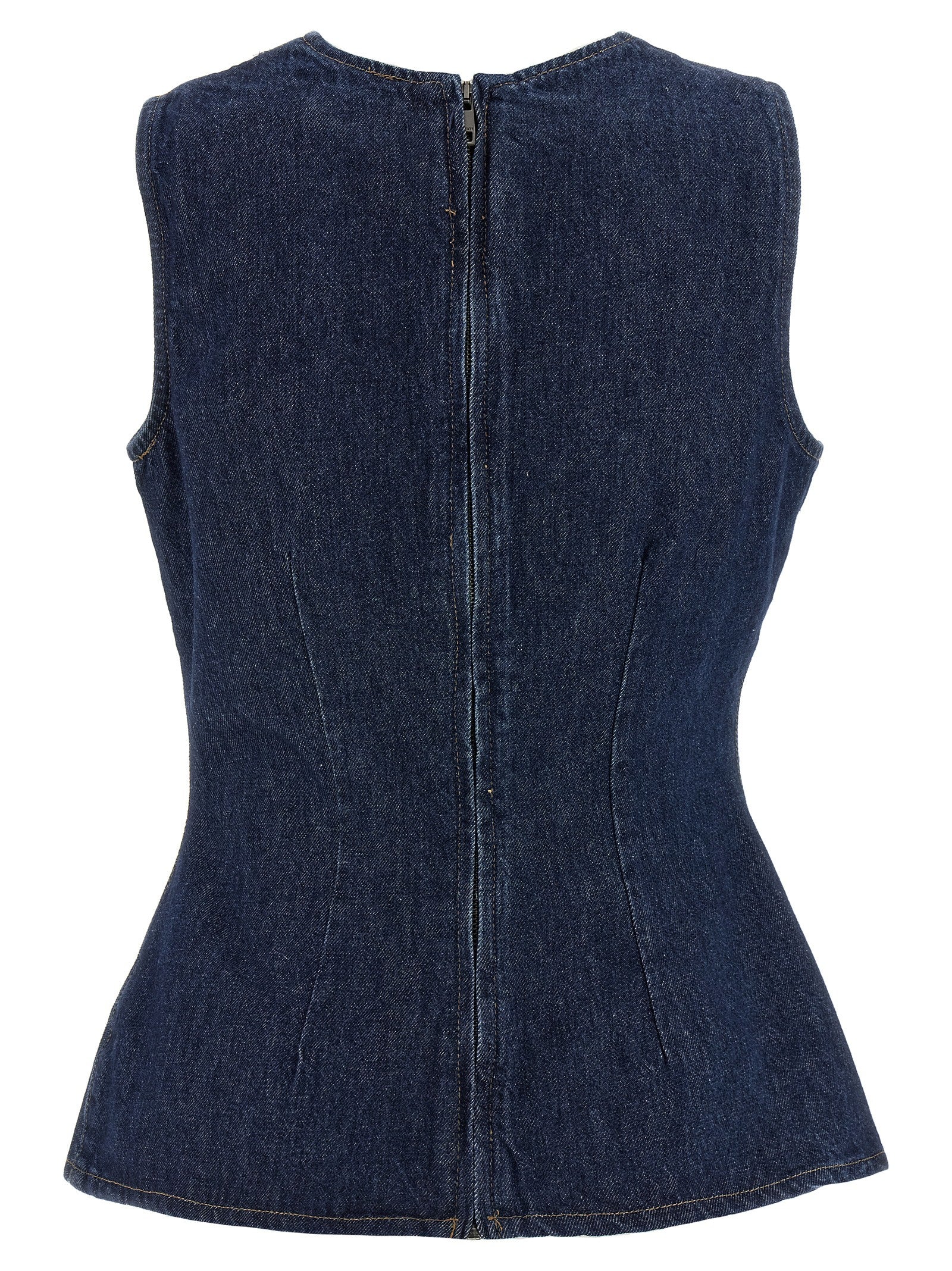 Denim Buttoned Top Blue Cotton Tops