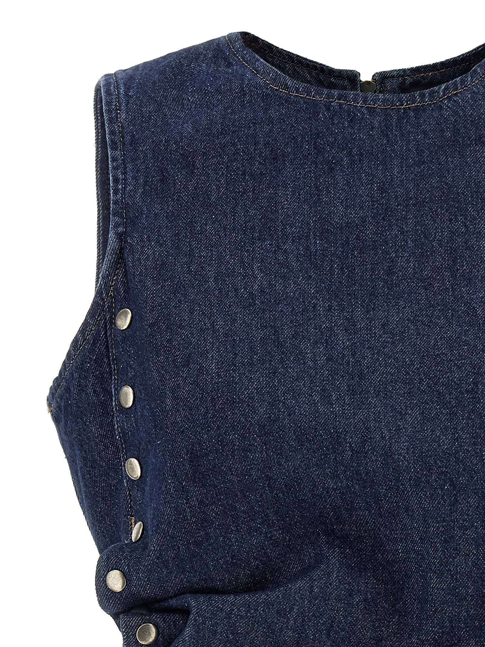 Denim Buttoned Top Blue Cotton Tops