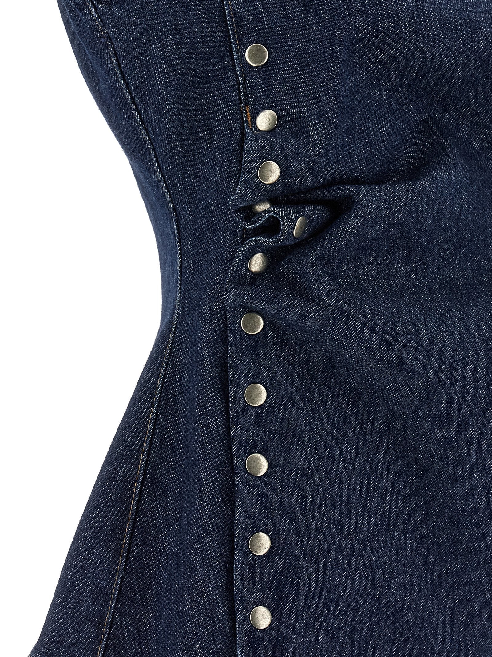 Denim Buttoned Top Blue Cotton Tops