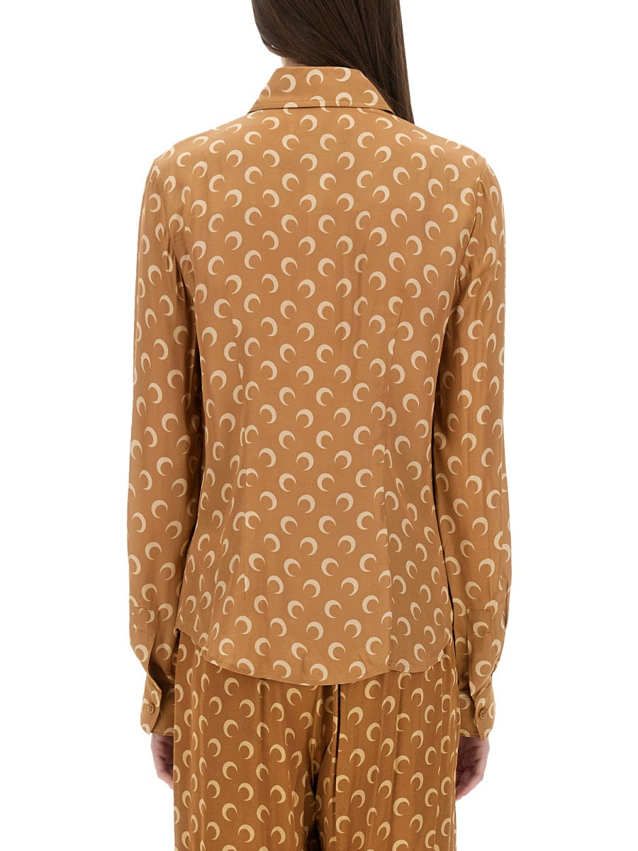 Moon Satin Shirt Beige Viscose