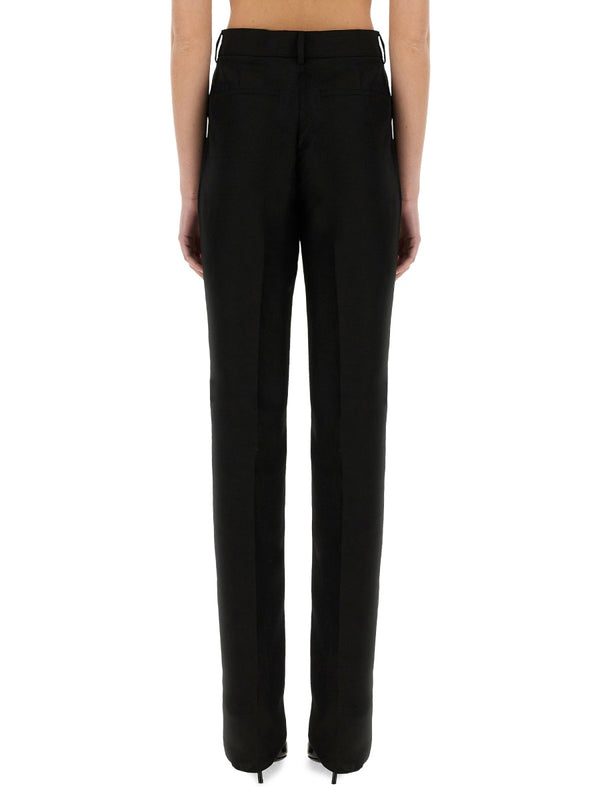 Black Straight Fit Pants Viscose Trousers