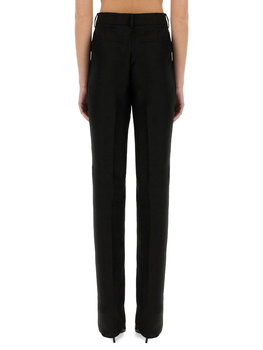 Black Straight Fit Pants Viscose Trousers