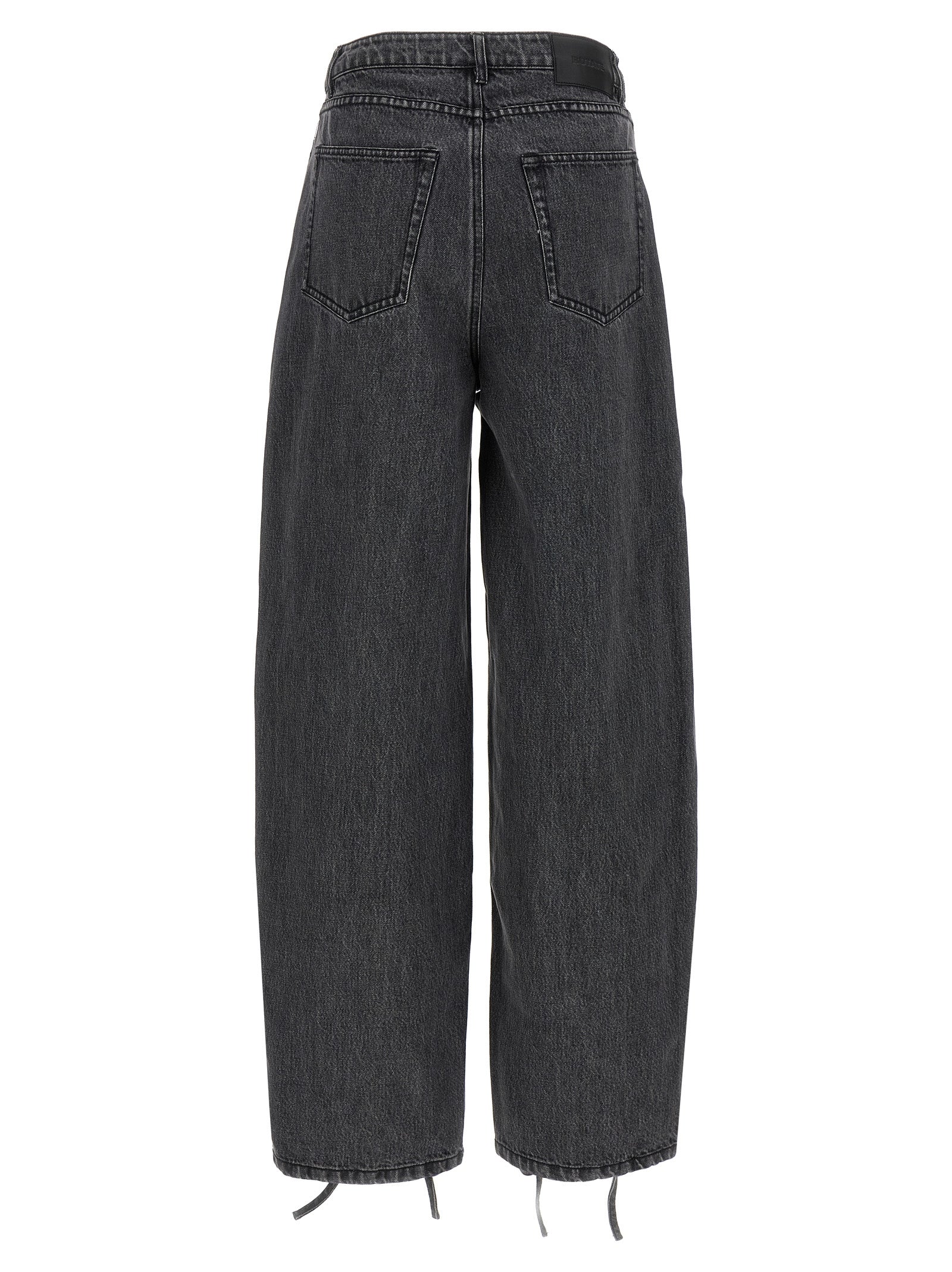 Denim Laced Leg Jeans Gray Cotton