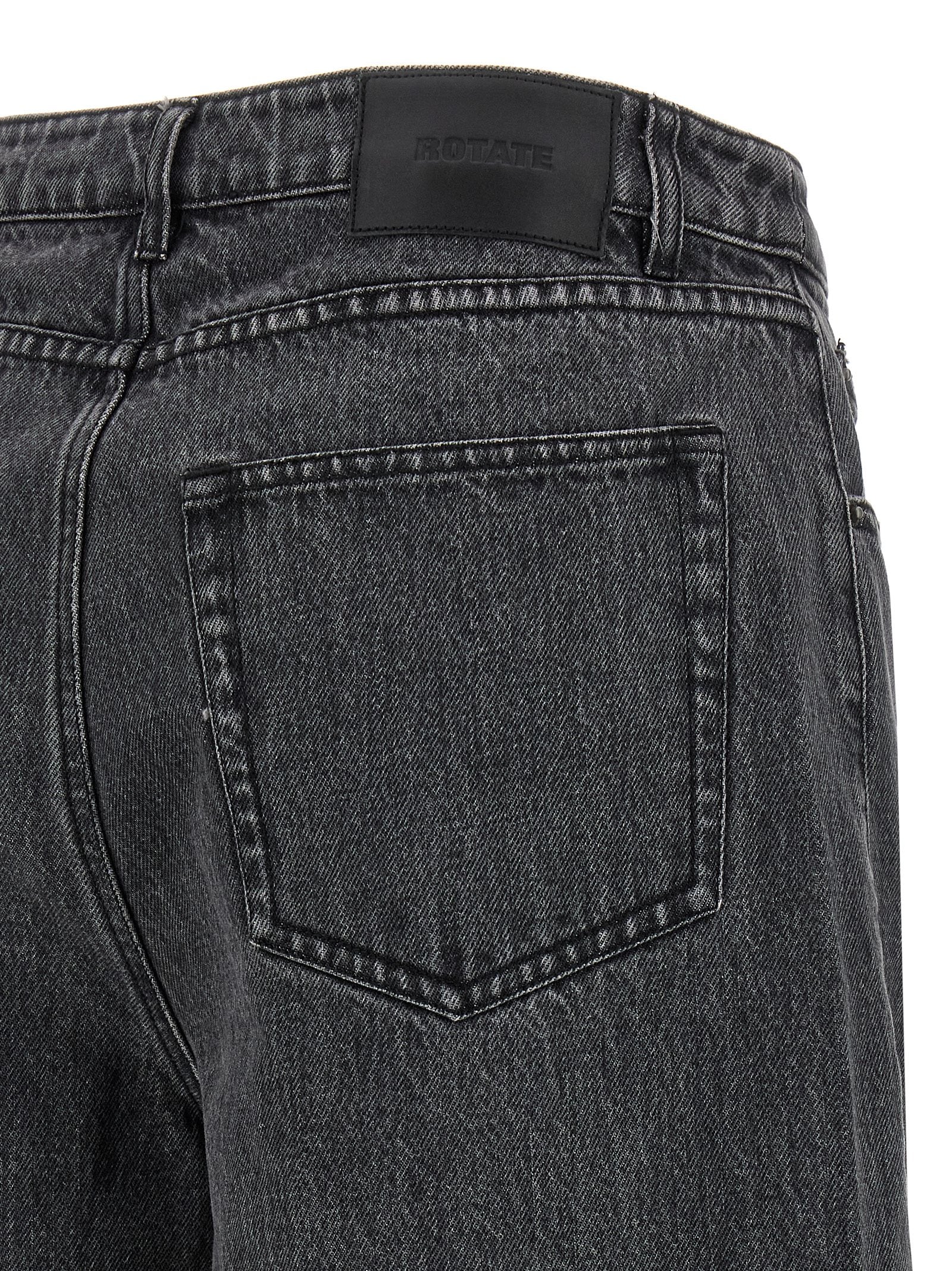 Denim Laced Leg Jeans Gray Cotton