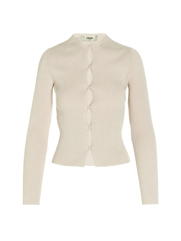 Cotton Cardigan Beige Tops